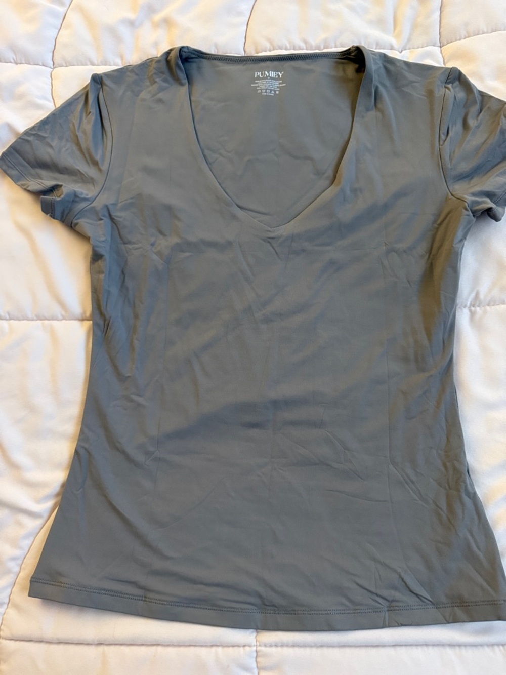 Pumiey Women's V-Neck Short Sleeve Tee - Gray